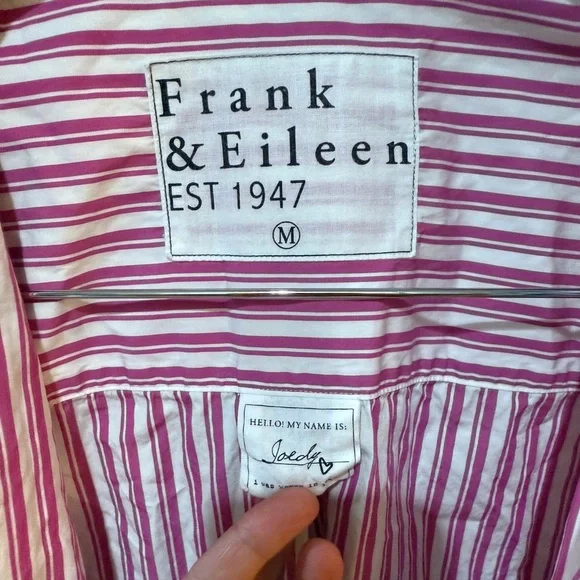 Frank & Eileen Joedy Pink and White Striped Button Down Shirt - Picture 4 of 9